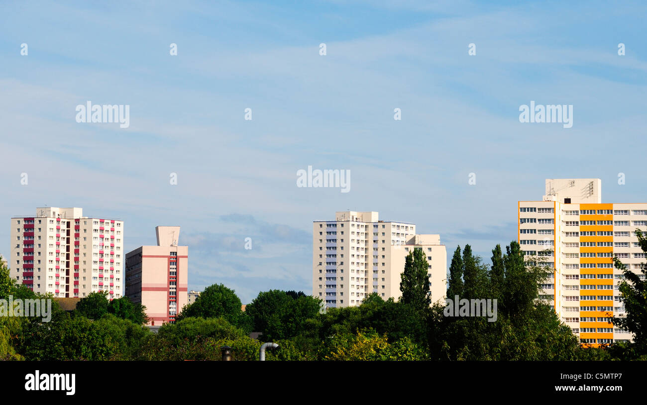 View of 1960`s flats in the Barton hill region of Bristol refurbished